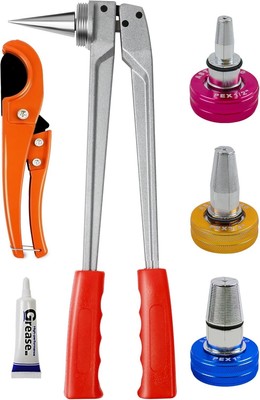 Manual PEX Pipe Expander Tools Kits with 1/2'',3/4'',1'' Expansion Heads suit