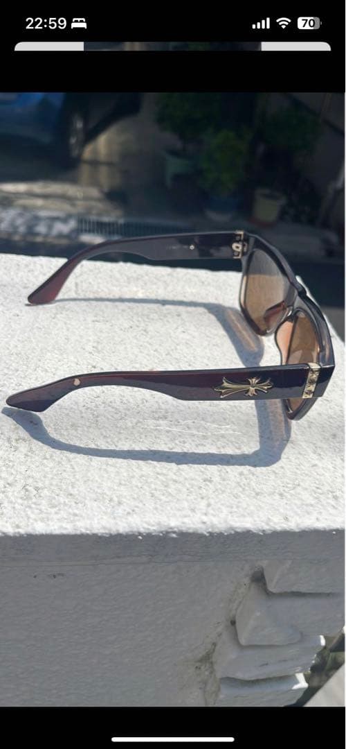 chrome hearts sunglasses square Brown Frame Brown Lens  Unisex eyewear Auth thumbnail 4