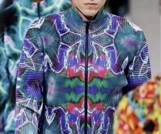 NWOT Issey Miyake Men Collection Psychedelic Zip Up Pleated Jacket 1/S - product detail image 1