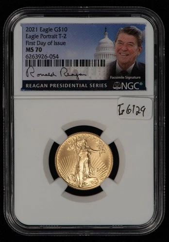 2021 $10 1/4 oz Gold American Eagle - Type 2 - Reagan - NGC MS 70 - SKU-G6129