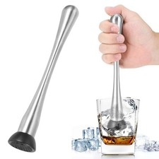 Ergonomic Stainless Steel Muddler with Grooved Nylon Head for Bar & Home Use