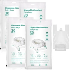 120 Pcs Travel Potty Bags Liners with Absorbent Pads Disposable Car Potty Portab