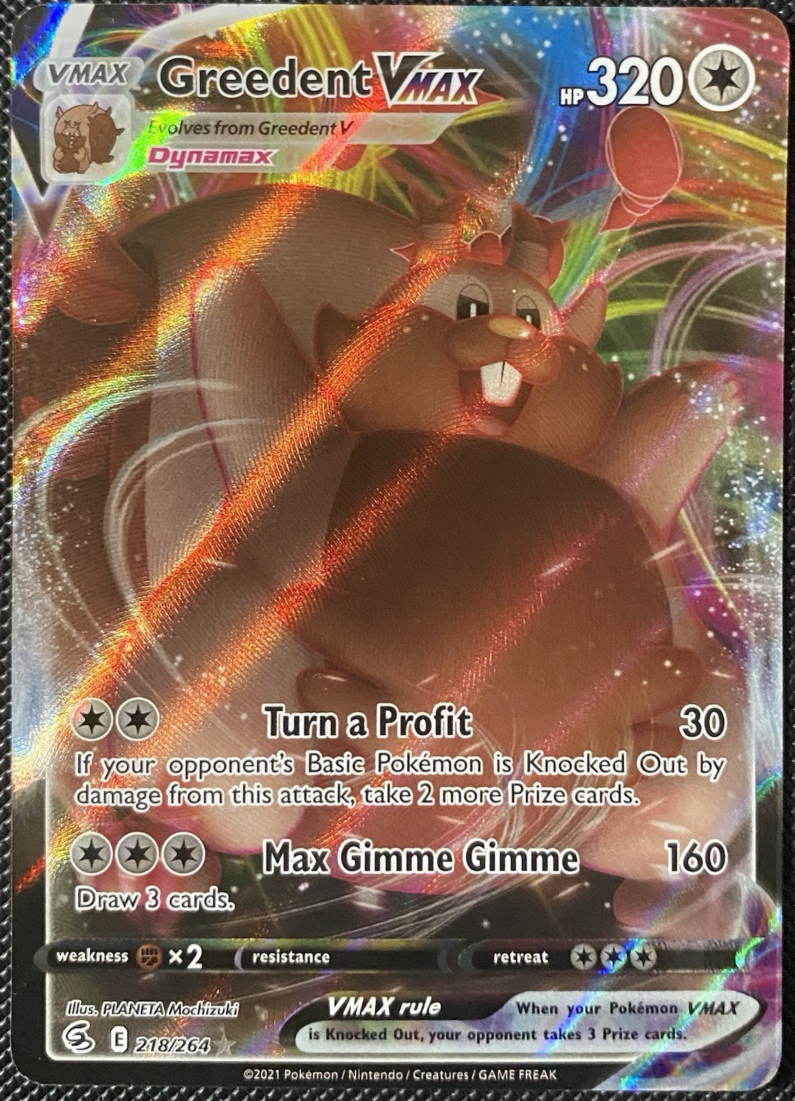 Greedent VMAX 218/264 Swsh08: Fusion Strike Holo - Pokémon Card