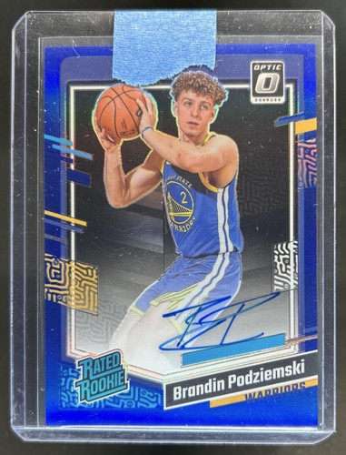 2023-24 Panini Donruss Optic Brandin Podziemski Rated Rookie Blue RC Auto #/49