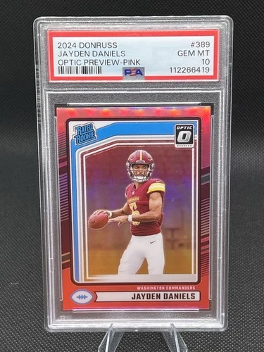 PSA 10 2024 Donruss #389 Jayden Daniels Optic Preview Pink Rated Rookie