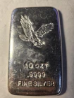 10 Troy Oz Silver Bar  Eagle Design .9999 Fine Silver Cast Bald Eagle