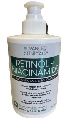 ADVANCED CLINICALS ~ RETINOL + NIACINAMIDE Anti-Aging FACE BODY CREAM 15oz 444ml