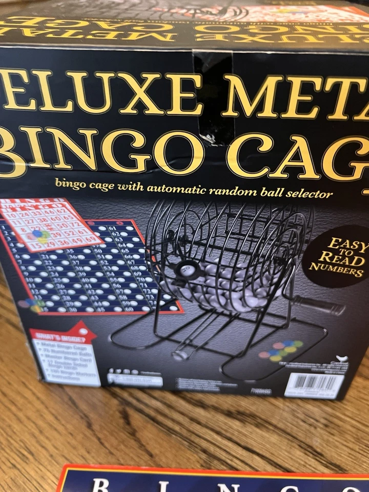 Deluxe Metal Bingo Cage Game Set Family Lot Auto Selector 75 Balls Cards Markers - Image 3 of 4