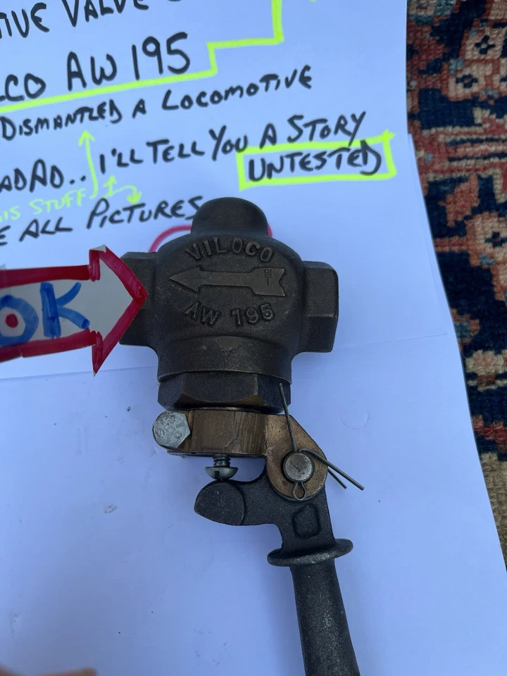 VÁLVULA BOCINA AIRE TREN LOCOMOTORA VILOCO AW 195 de colección con interruptor de manija Foto 4 de 4
