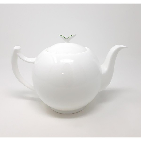 Teekanne Tea Time Blatt FüR 1L Weiß Bone China Porzellan Tealogic-image