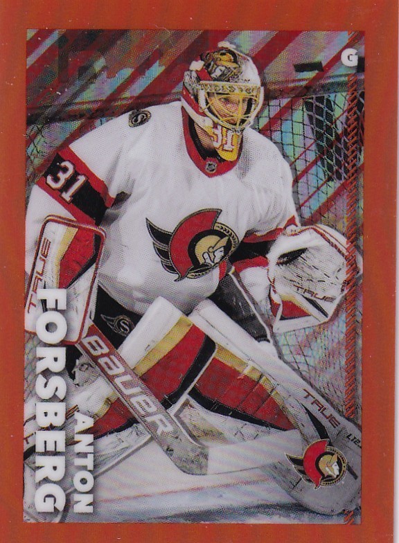 2022-23 Topps Chrome NHL ORANGE REFRACTOR  Sticker #353 ANTON FORSBERG /25 MADE