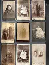 Lot of 9 Antique Cabinet Card Photographs Men Women Family Couples Child Vntg