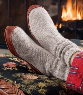 Acorn Original Slipper Sock in Charcoal, Wool Sock with Suede Outsole 7.5-8.5