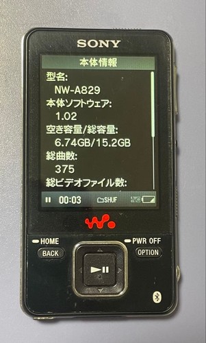 SONY WALKMAN NW-A829 16GB Black Digital Audio Music Player Used