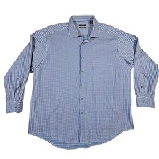 Alfani Mens Performance Regular Fit Checked Plaid Dress Shirt XL Blue White