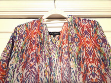 WENDY WILLIAMS Vibrant Multicolor Ikat Kimono/Duster Size 2X/3X