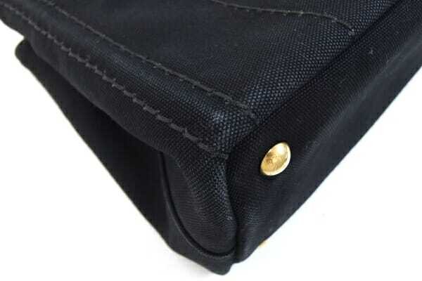 Prada 2WAY Handbag Canapa 1BG439 Black Canvas Used Shoulder Crossbody Stripe Log thumbnail 4