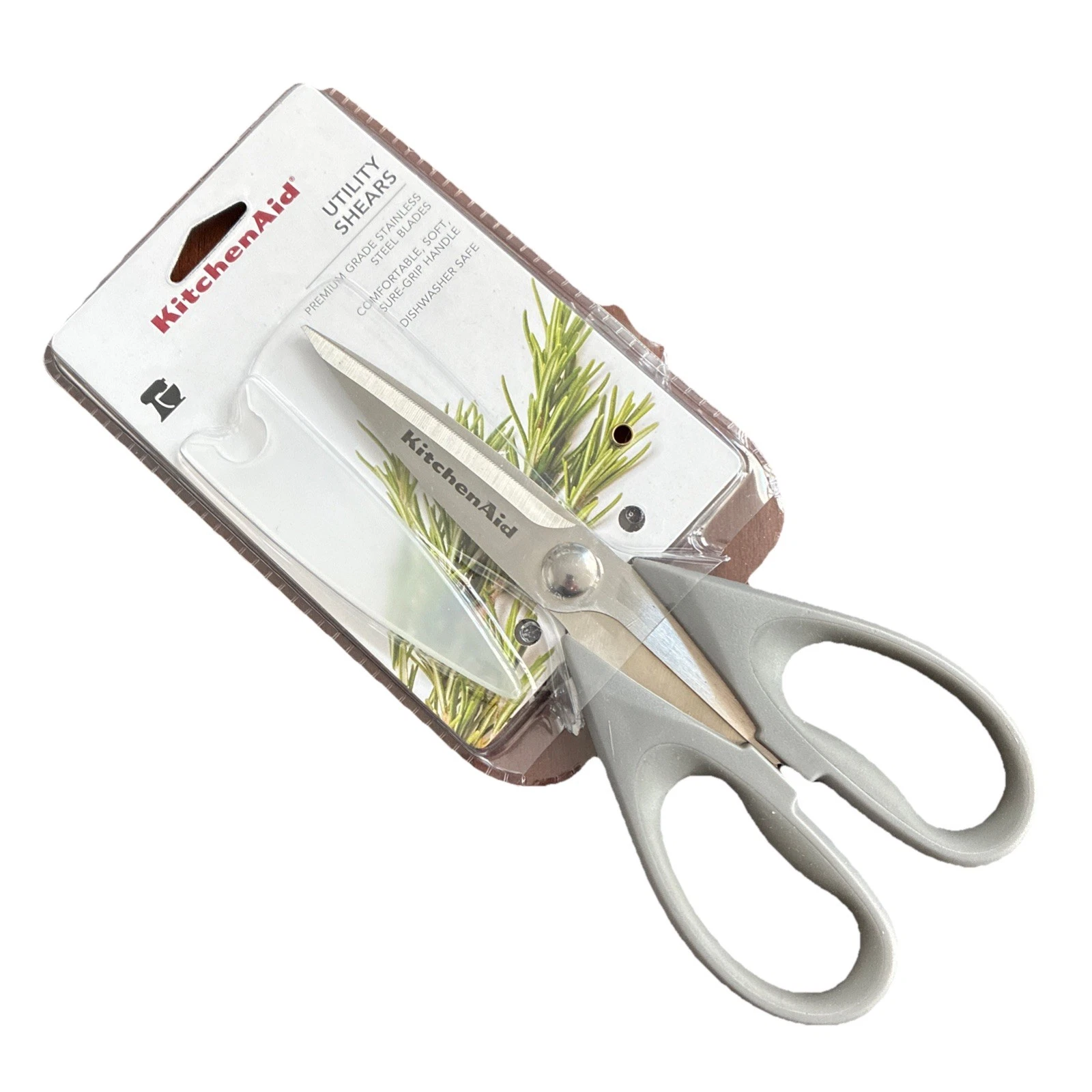 New KitchenAid All Purpose Kitchen Shears Scissors Light Gray Silver HGSA