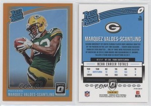 2018 Donruss Optic Rated Orange Prizm /199 Marquez Valdes-Scantling Rookie RC