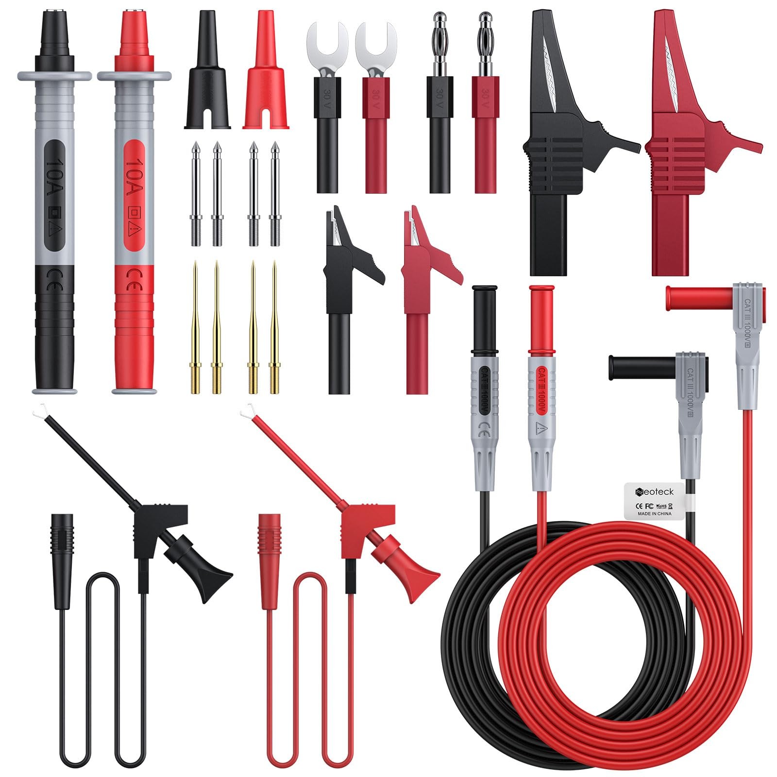 Kit Sonde Multimetro Automotive 24 Pz - Pinze Coccodrillo e Aghi Test