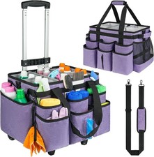 Large Rolling Cleaning Caddy Bag with Detachable Trolley,Cleaning Cart on Wheels