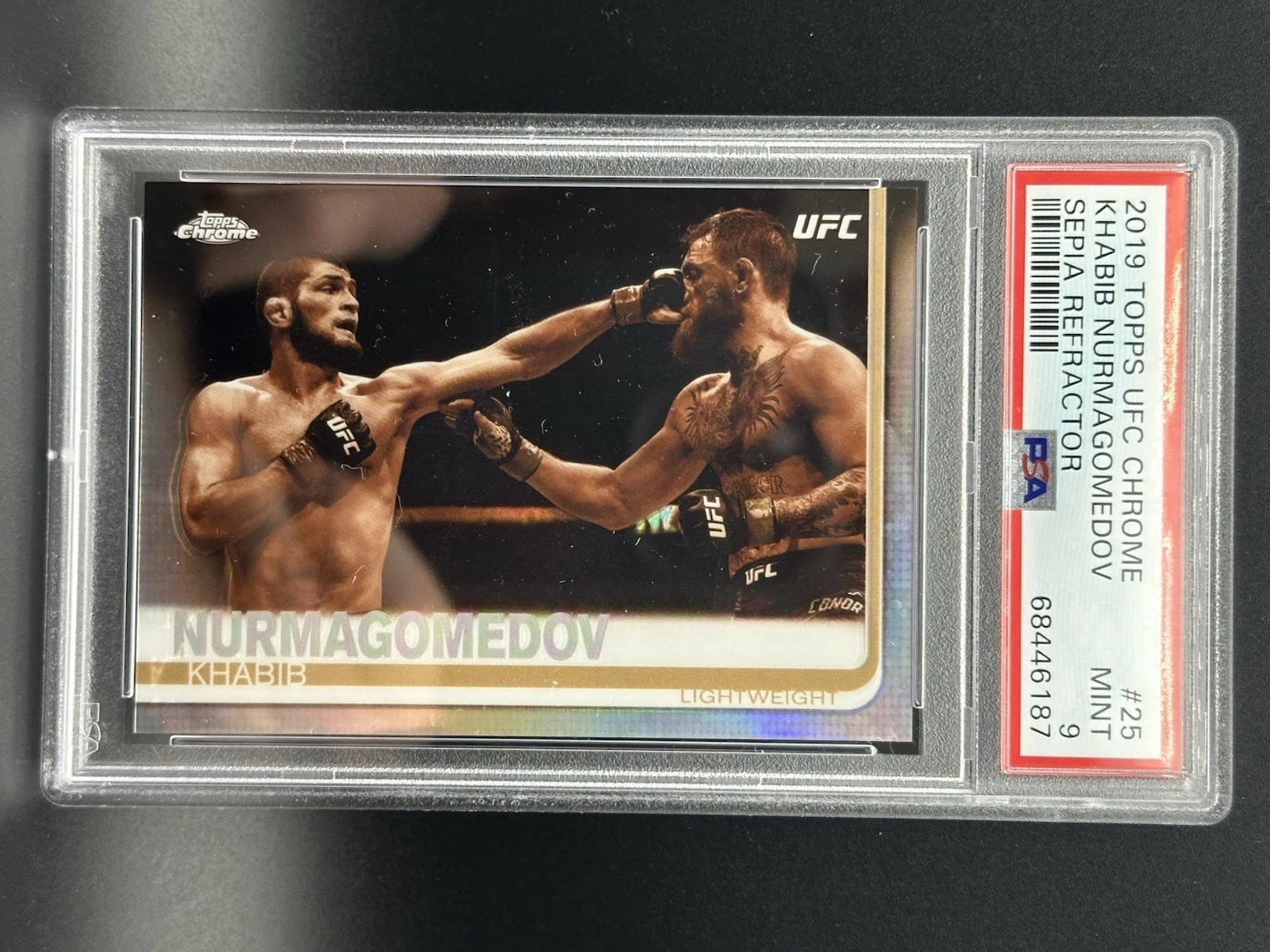 2019 KHABIB NURMAGOMEDOV Topps Chrome UFC SEPIA REFRACTOR #25 PSA 9 MINT