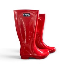 ROMA TALL RED RAIN BOOTS SIZE 8 WITH ORIGINAL BOX
