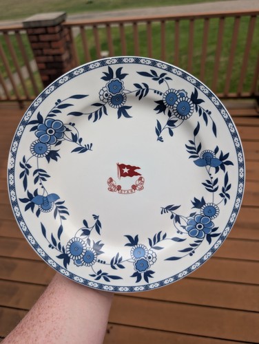 RMS Titanic Replica Dinner Plate China 2nd Class White Star Line Blue Delft 10"