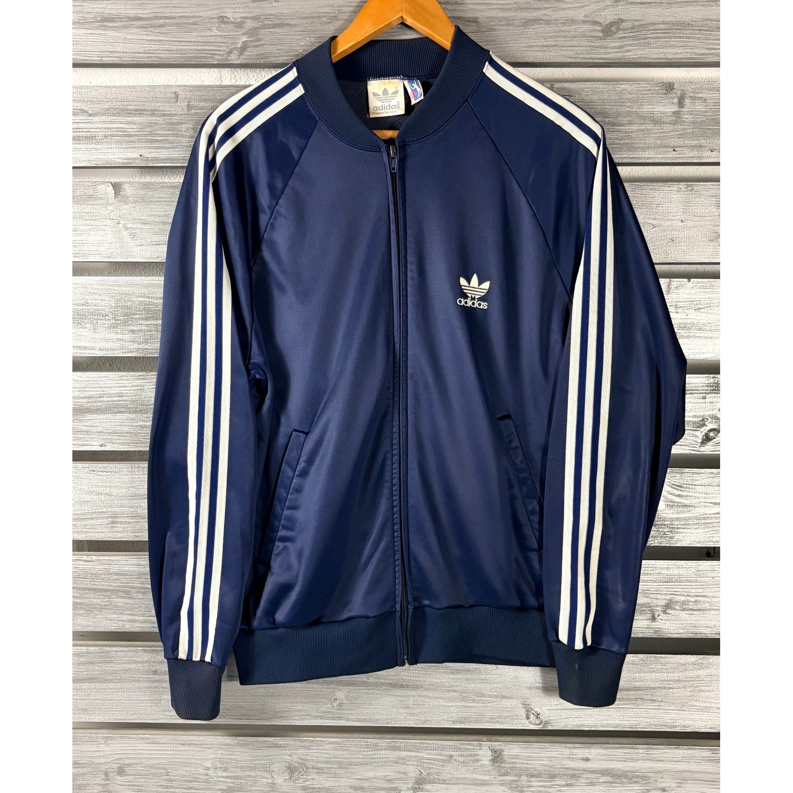 Vintage 80s Adidas ATP Track Jacket Mens Medium Navy … - Gem