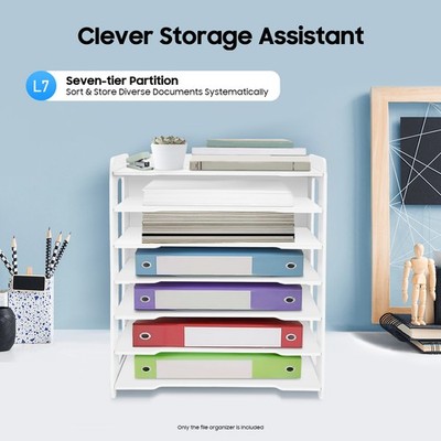 7 Tier Paper File Holder Document Storage Rack Desktop Organizer Office Home