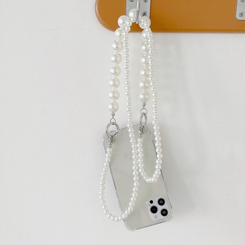 Elégante Coque Téléphone Transparente avec Chaîne Bracelets Perle pour iPhon - Photo 4 sur 24
