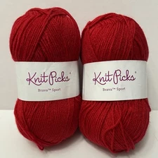 Knit Picks Brava Sport 100% Premium Acrylic Yarn Lot of  2 Red Same Dye Lot 1801