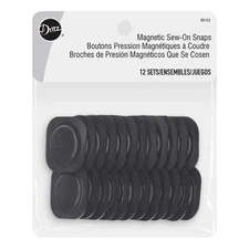 Black Sew on Magnetic Snaps 12 Sets Low Profile Square Plastic Easy Application