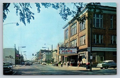 1964 Fulton NY South First Street Jubilee Theater Atlantis Movie Postcard