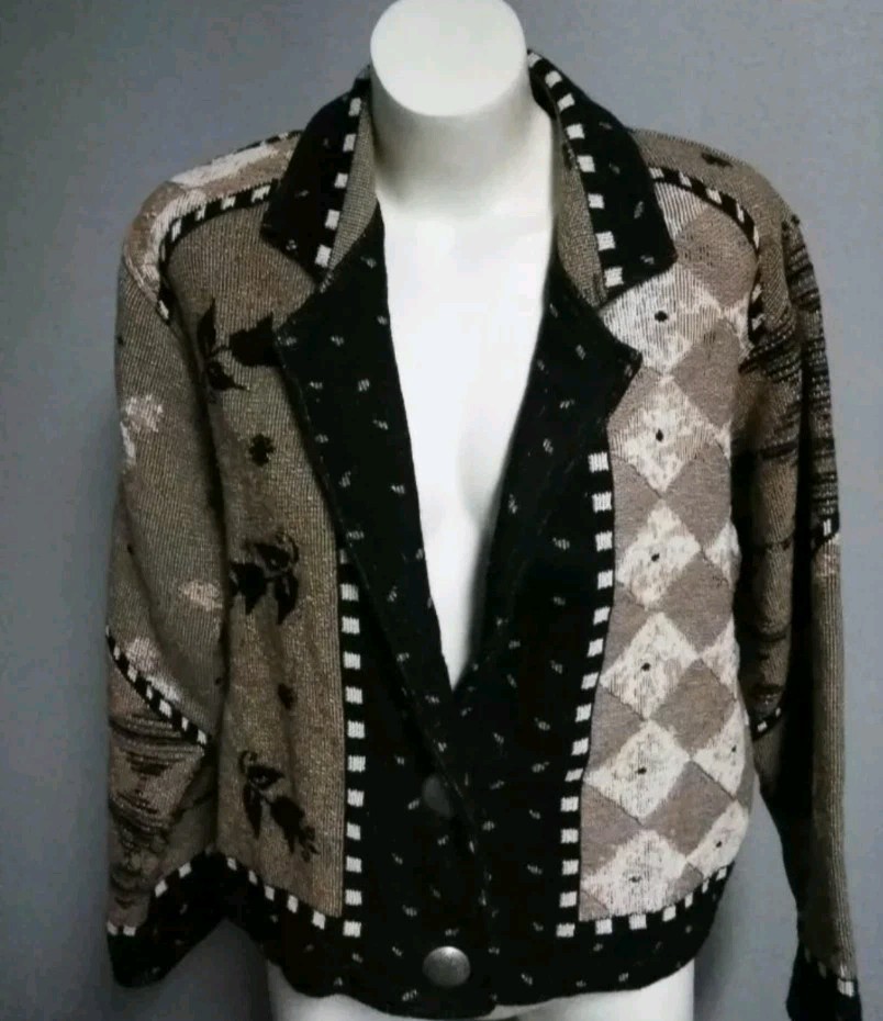 Giacca cappotto blazer medio arazzo VINTAGE pony dipinto