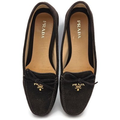 Prada Women s Loafers Ebano Brown Suede Scamosciato Driving Shoes Itialian