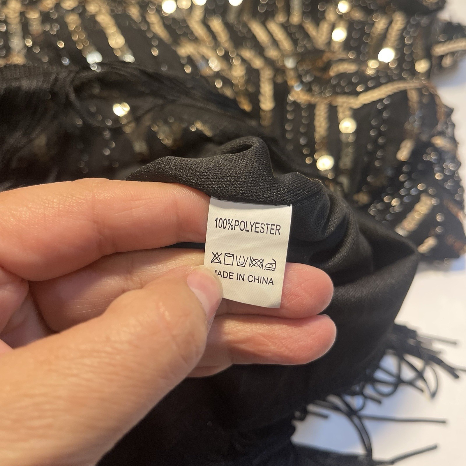 Fundaisy Sequin Fringe Flapper Dress Cocktail Party Plus 4XL Black, Gold Sequin