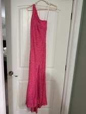 Sherri Hill HOT PINK sz 0 Fitted Sequin Prom Gown/Dress off shoulder 