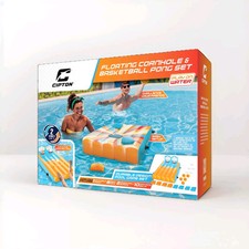 Cipton Inflatable Floating Cornhole Set Toss f/Pools 2 Targets, 8 Water Bags   