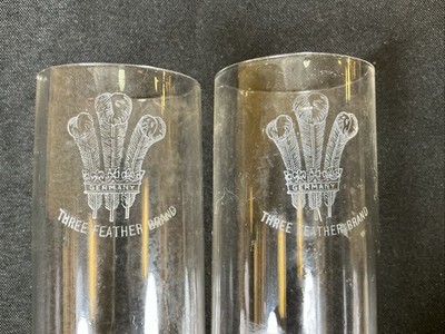 Three Feather Brand Germany 13  Glass Chimney 2  base For Oil Lamps Set Of 2