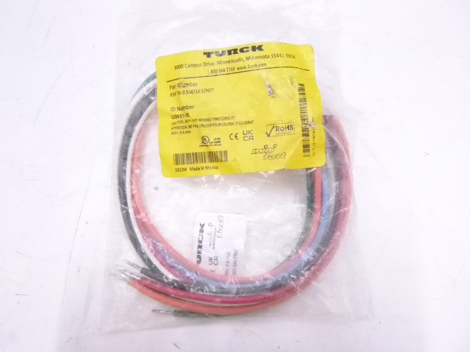 Turck Panel-Mount Actuator and Sensor Receptacle 7-Pin 1-1/8"-16 UN 16AWG