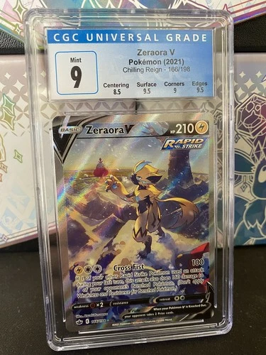 CGC 9 MINT Zeraora V 2021 Chilling Reign 166/198 Ultra Rare Holo Pokemon Card
