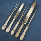 2 Gorham "Versailles" Sterling Handle Carving/Serving Sets w/Sharpener, Mono "P"