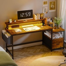 56.5" Computer Desk Gaming Table w/ Shelves Monitor Stand File Drawers Cabinet