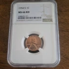 1954 S Lincoln Wheat Penny UNC MS66 NGC Red