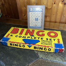 Antique Milton Bradley 1936 Bingo Game Cards Embossed Wooden Numbers