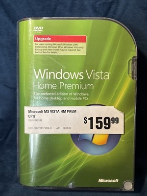 Microsoft WINDOWS VISTA HOME PREMIUM Upgrade 32 Bit DVD Software w/ Key