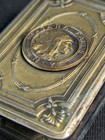 Antique Niagara Falls NY Souvenir Matchsafe Vesta Case Brass Coin Medallion