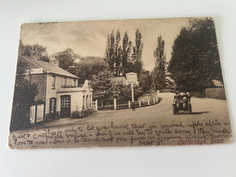 Car and Street Scene in Cartbridge Send England Postcard