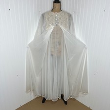Vtg Gossard Artemis Nightgown Robe Sheer Peignoir Ivory Lace Chiffon Bridal Sz S